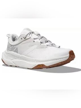 Hoka Men's White Athletic Sneakers with Brown Gum Outsole